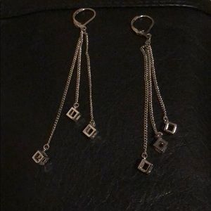 Sterling silver cube dangle earrings